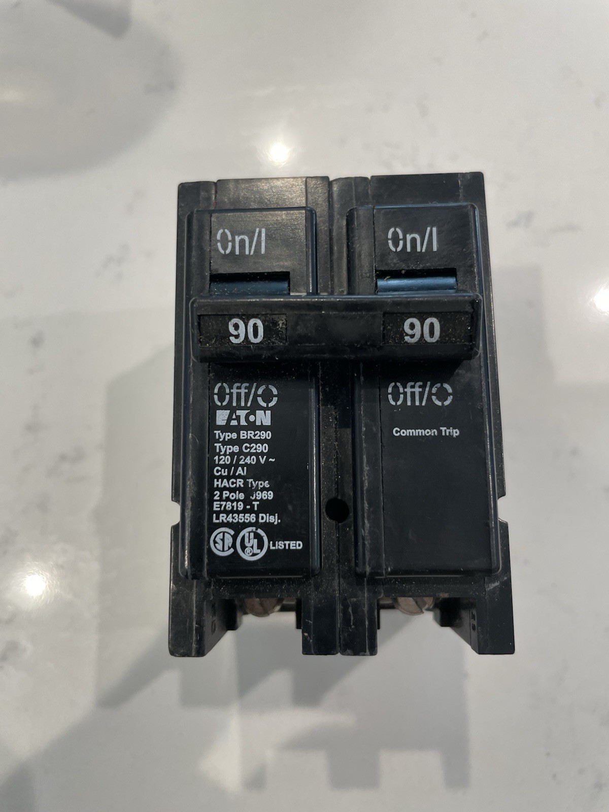 Eaton BR290/C290 90A 2-Pole Circuit Breaker 120/240V Common Trip