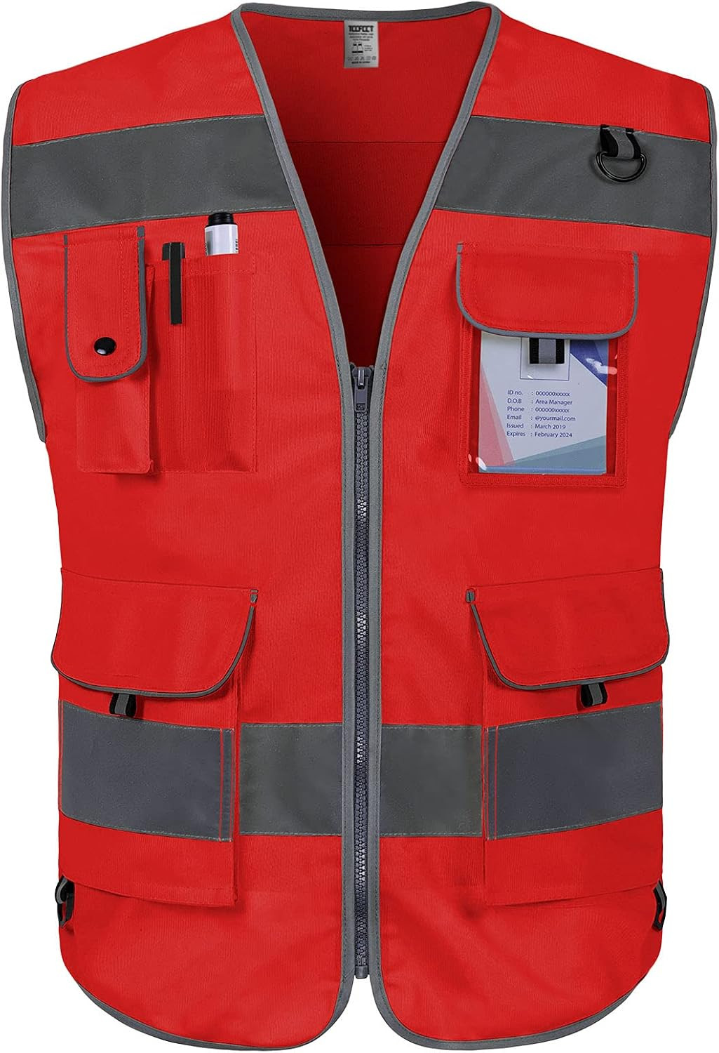 TCCFCCT High Visibility Vest 9 Pockets Reflective Safety Work Vest for Men Wome