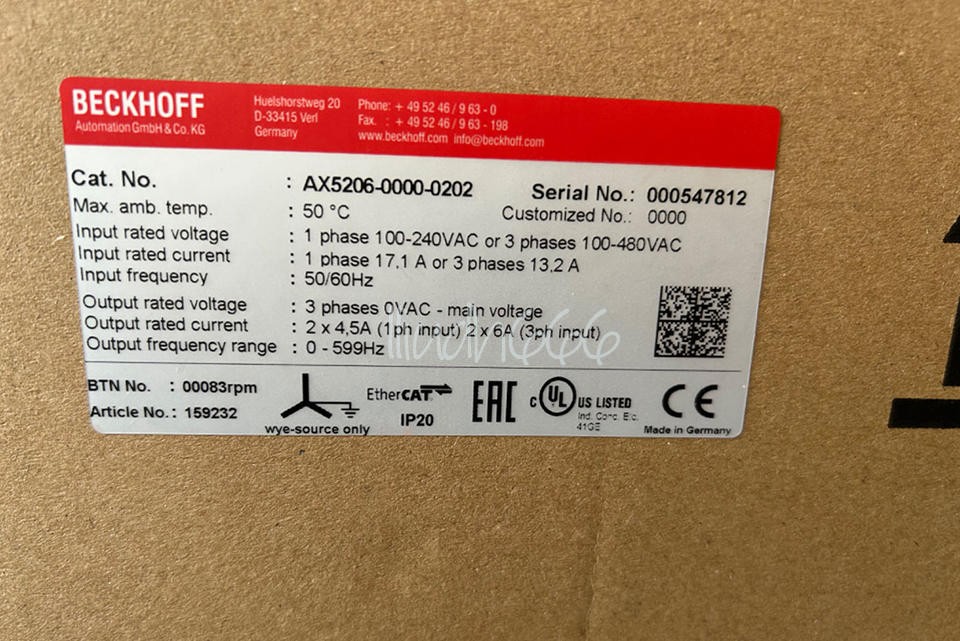 1PCS NEW BECKHOFF Servo Drive AX5206-0000-0202