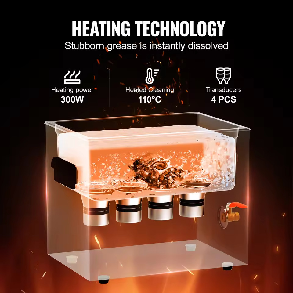 40kHz Ultrasonic Cleaner Heated Timer Stainless Steel Parts Cleaner 2L-30L