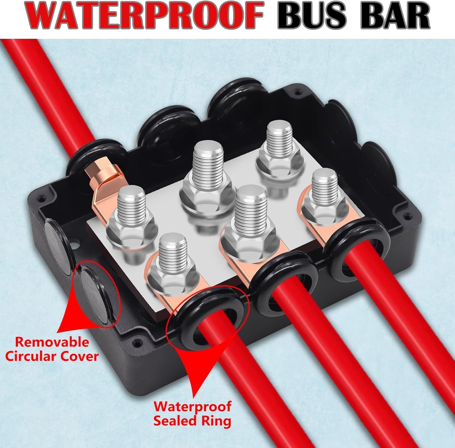 Versatile 500A Bus Bar – Waterproof Heavy Duty Block for Automotive & Marine Use
