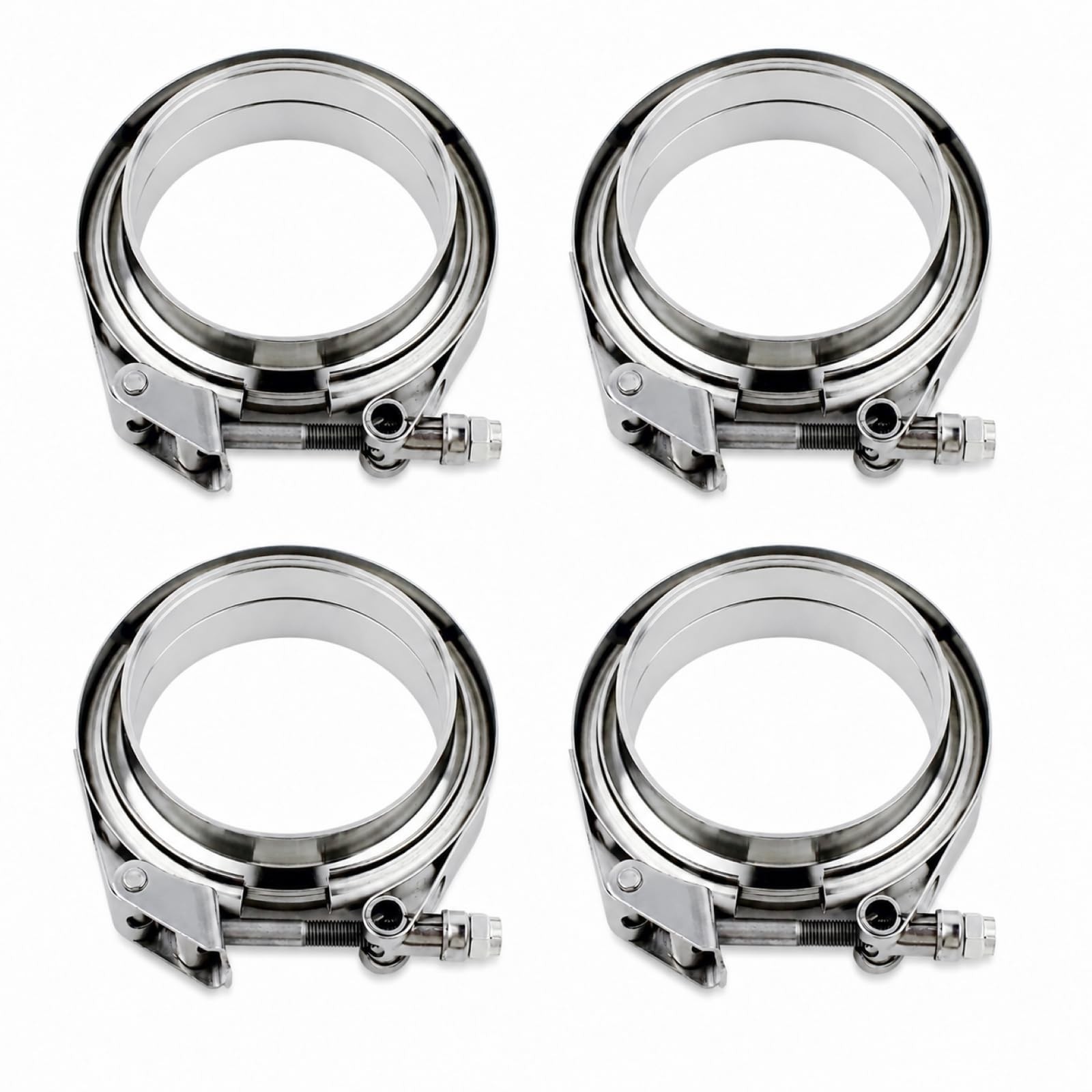 ROADFORMER 4 Inch V Band Clamp Kit with Male Female Flanges, 4 Pack Quick Rel…