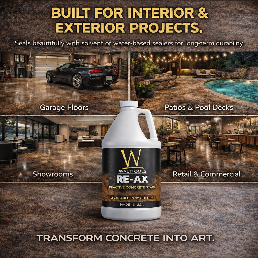 Walttools Re-Ax Reactive Concrete Stain 1 GAL (Antique Teal) 12 Colors Available