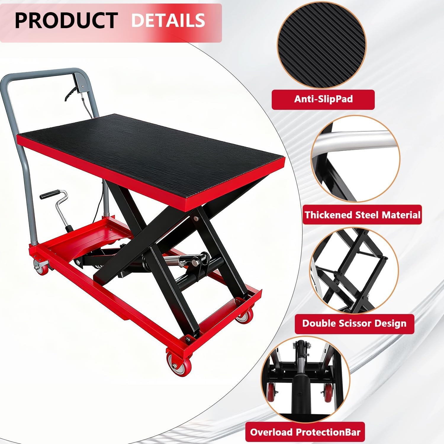 330 500 1100Lbs Hydraulic Lift Table Cart 28.5″ or 32″ Lifting Single Scissor