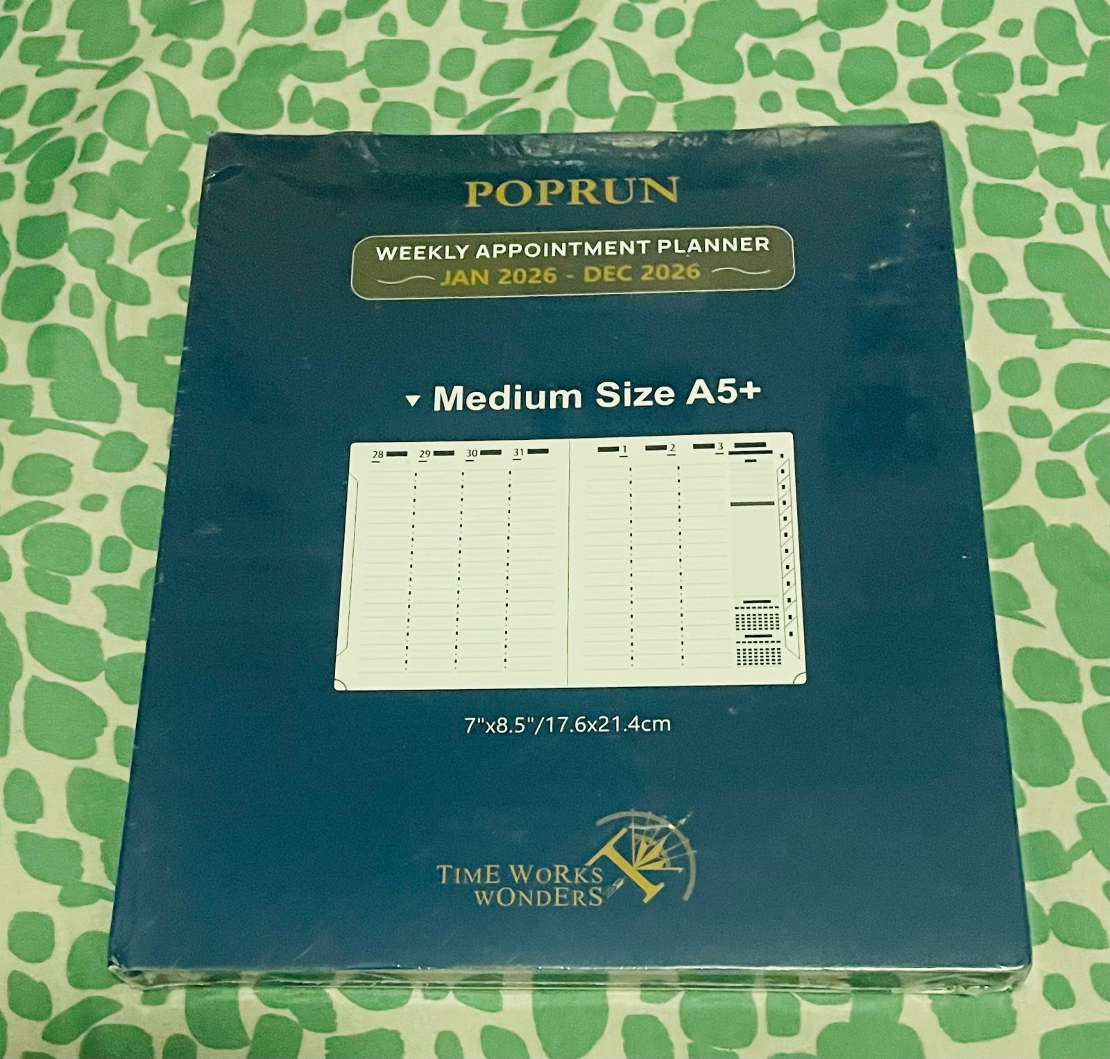POPRUN 2026 Weekly Appointment Planner A5+ PU Leather Softcover NEW Sealed