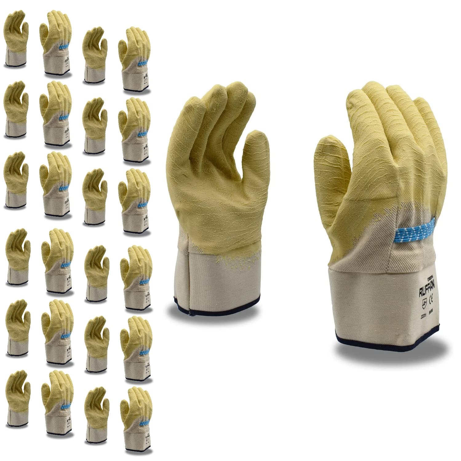 Cordova 5600 Ruffian Premium Rubber Dipped Gloves, Canvas Lined, Crinkle Finish,