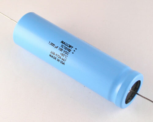 LOT OF 3 TC10102 MALLORY CAPACITOR 1,000UF 100V ALUMINUM ELECTROLYTIC AXIAL