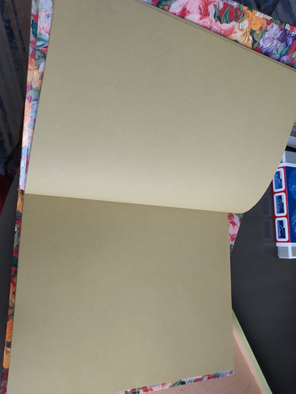 Vtg C 1990s Boxed Large 10″ X 11″ 80 Sheet Ribbon Tied Blank Book Lt. Olive Pgs