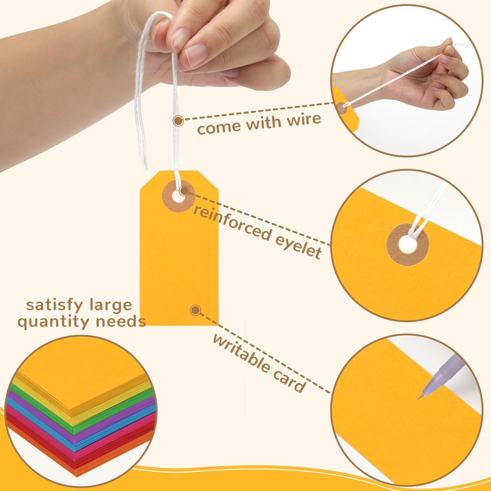 120PCS Blank Shipping Tag, 2 3/4 x 1 3/8 inches 2 x 1 Inch, Rainbow