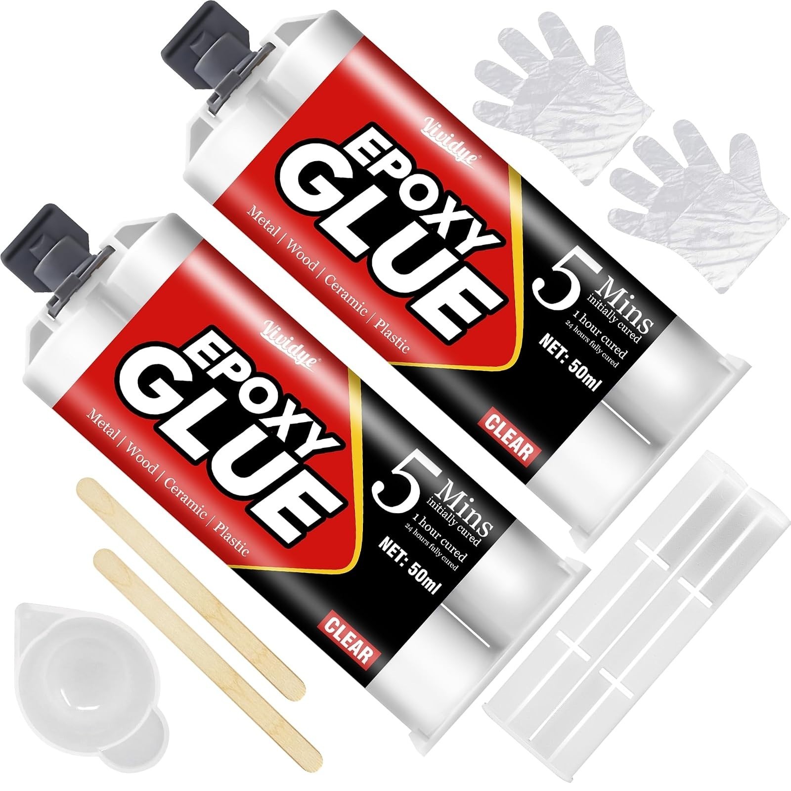 5 Minute Epoxy Glue, Fast Curing 3.4oz Adhesive for Metal, Plastic, Glass