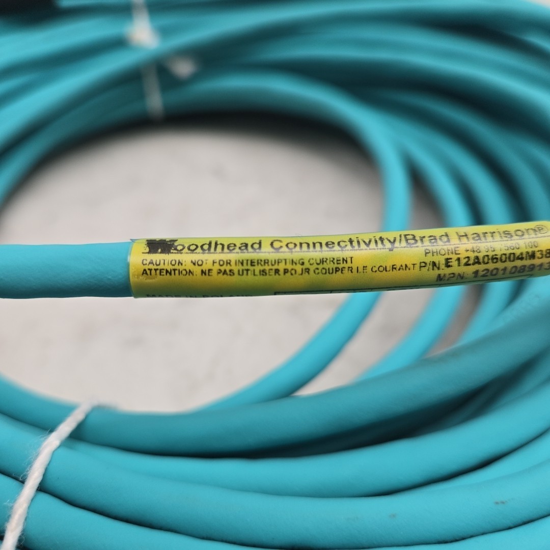 Woodhead 1201089134 M12 Ethernet Cable Assembly 48V 0.5A 38M E12A06004M380 New