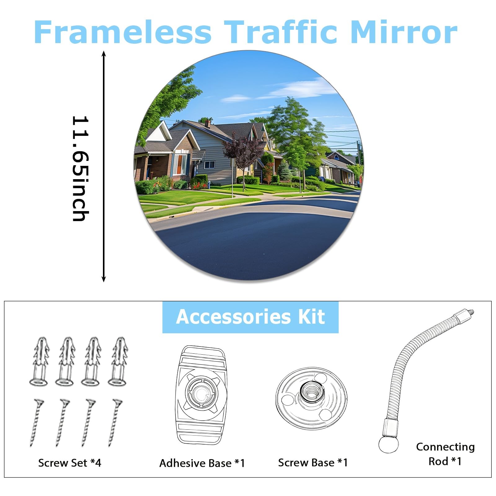 Convex Mirror .65″ Adjustable Acrylic Wide Angle View Traffic Mirror for Bedroom