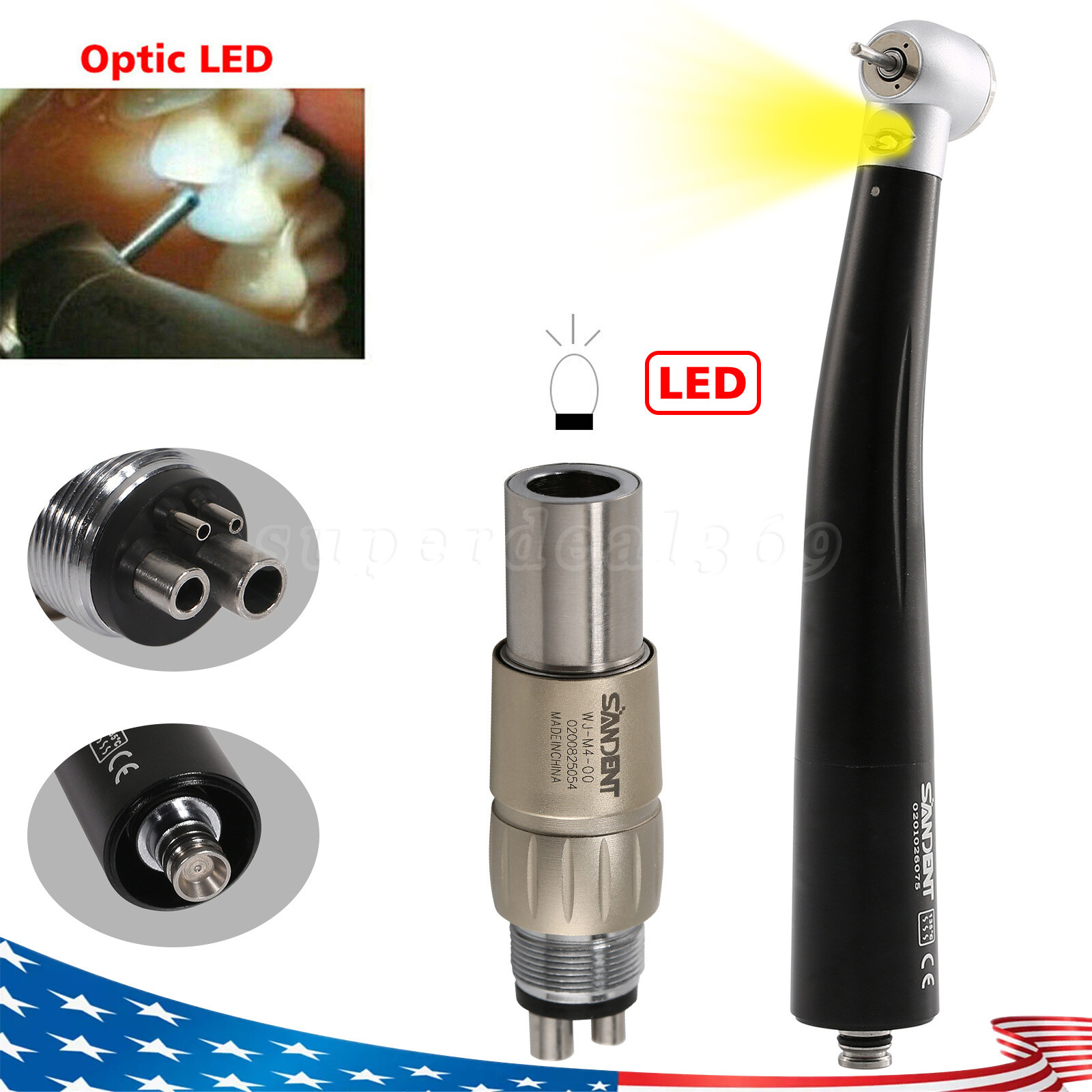 1-5* NSK Style Dental LED E-generator High Speed Handpiece /4Hole Coupler OR