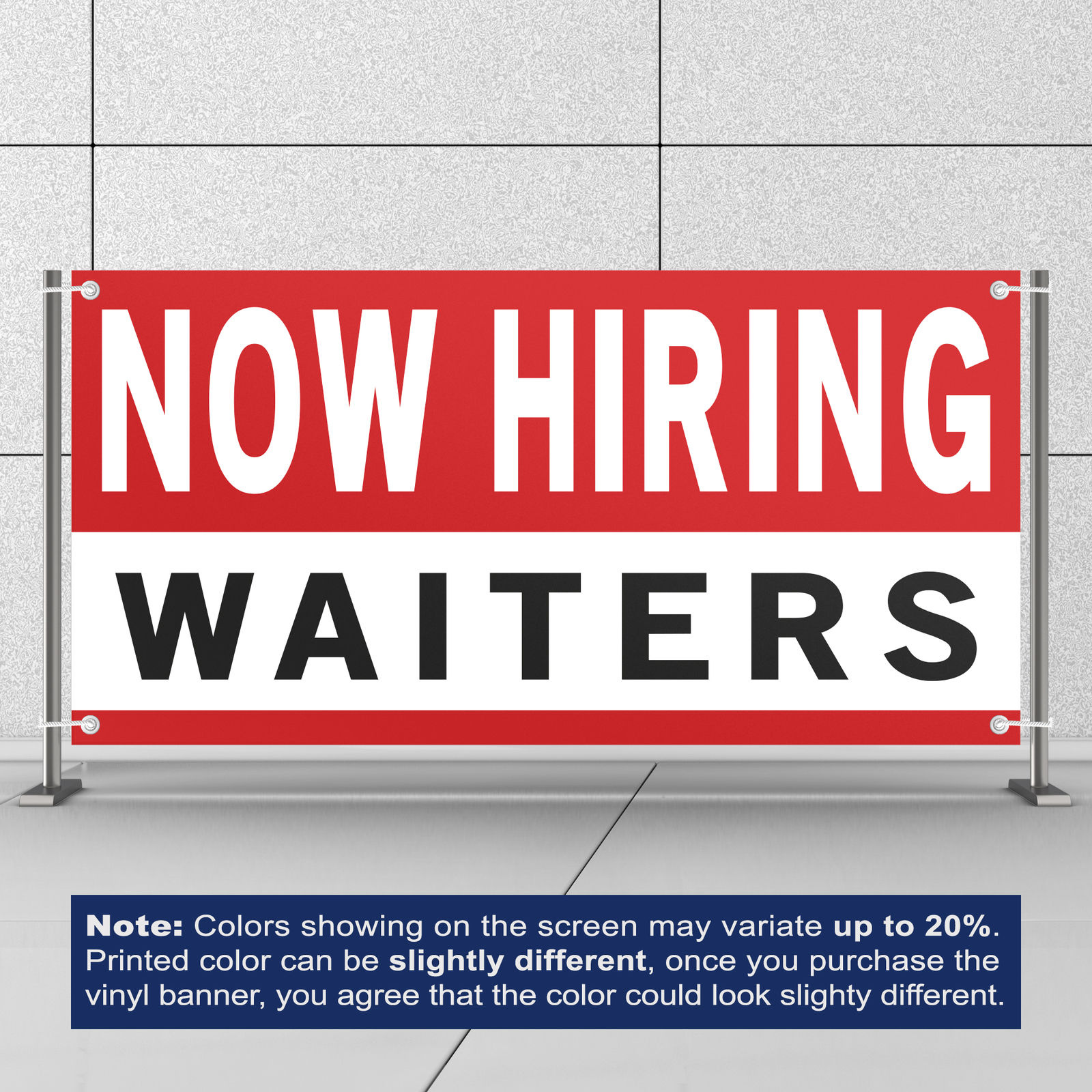 Now Hiring Waiters 13 oz Heavy Duty Vinyl Banner Waitress Waiter Jobs Available