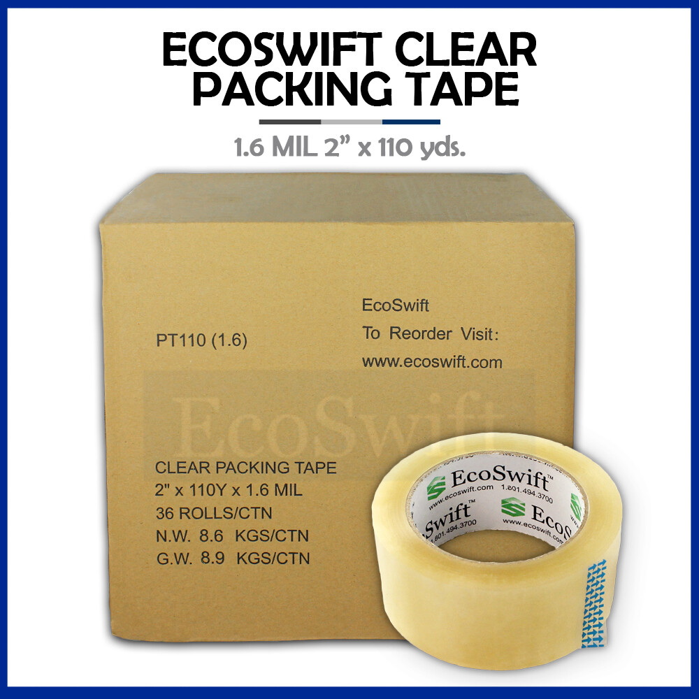 1-36 Roll EcoSwift Packing Packaging Carton Box Tape 1.6mil 2″ x 110 yard 330 ft