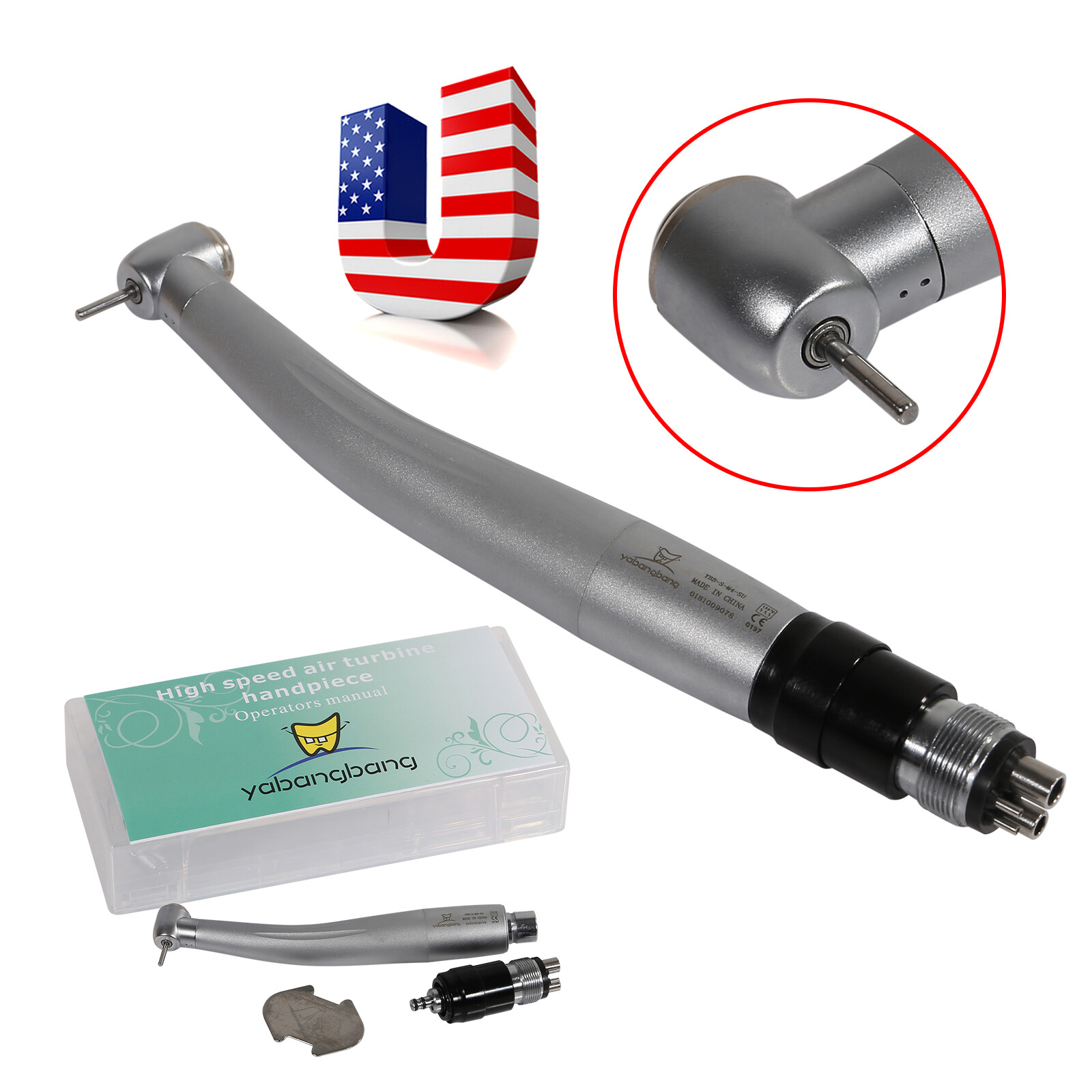 USA NSK Style Dental High Speed Turbine Handpiece Push Button 4H Coupler YBNK4