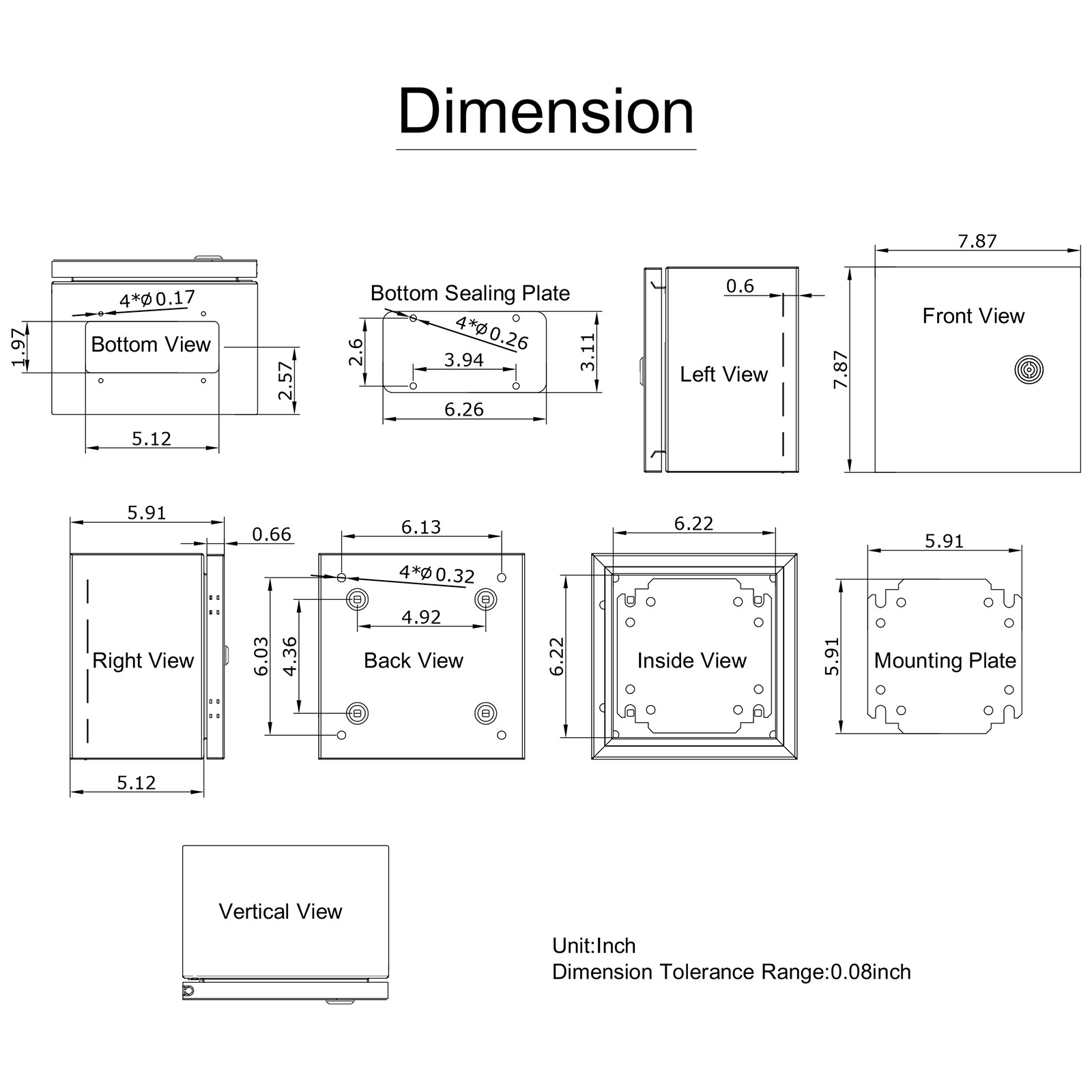VEVOR 8» 10» 12» Metal Electrical Enclosure IP65 Waterproof Wall Junction Box