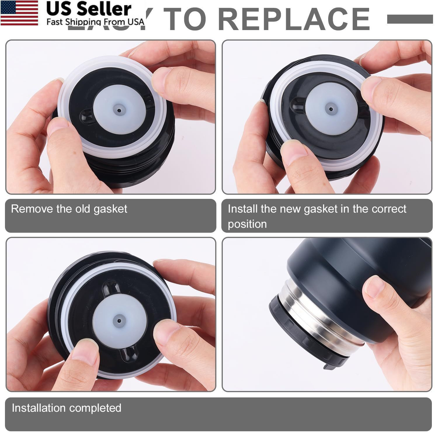4pcs Replacement Rubber Gaskets Compatible for Thermos 6.1cm/2.4in, white
