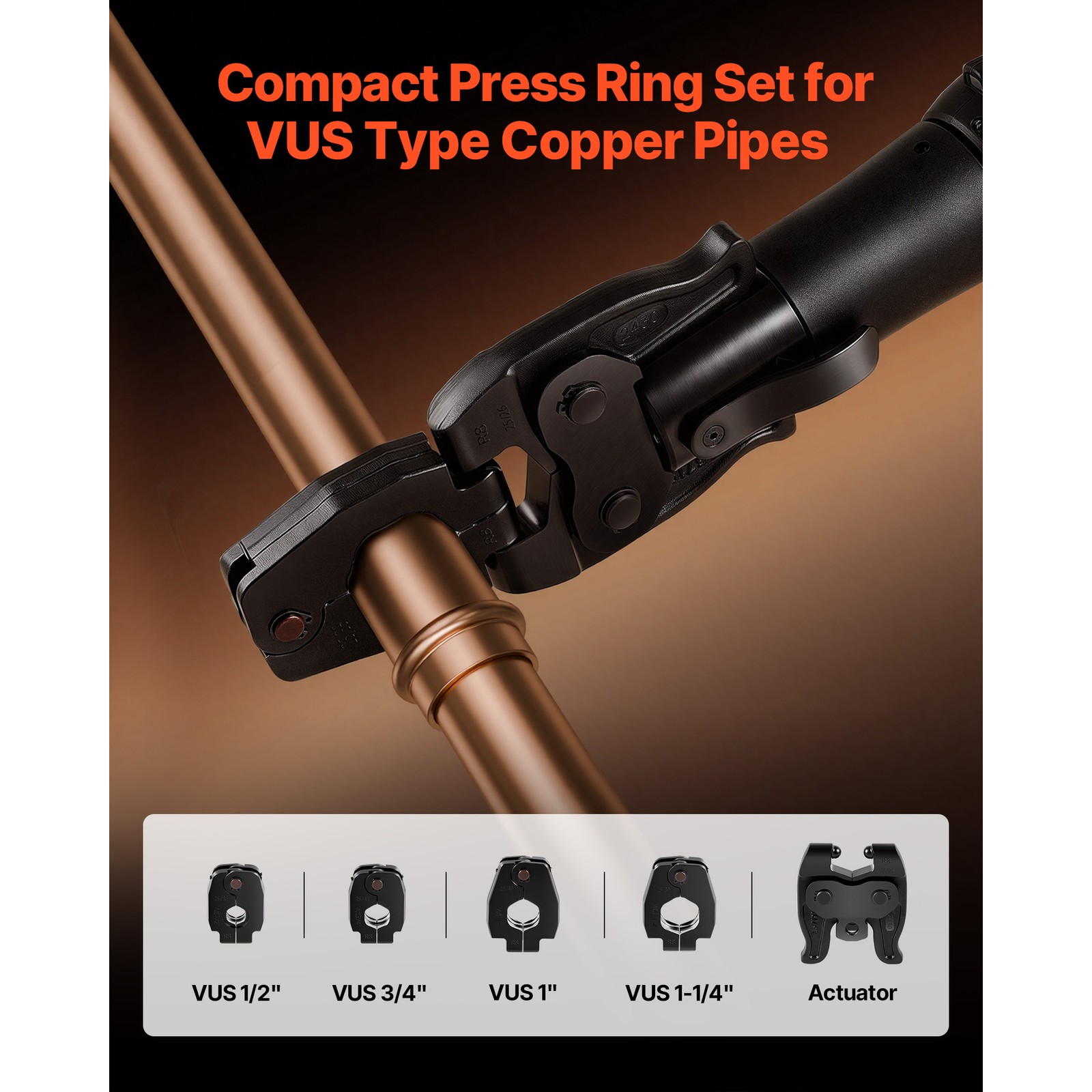 Uimoso 5PCS ProPress Kit with 4 Press Rings 1/2″ to 1-1/4″ & R8 Actuator