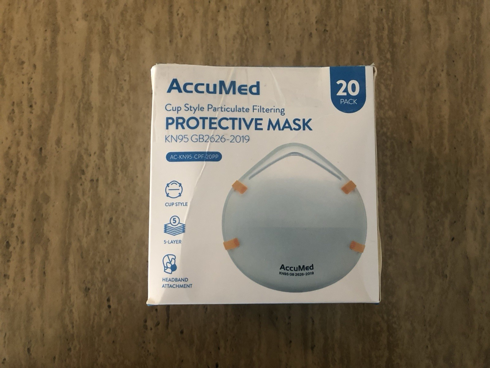 AccuMed 20 Pack KN95 Protective Mask Disposable GB2626-2019 Cup Style