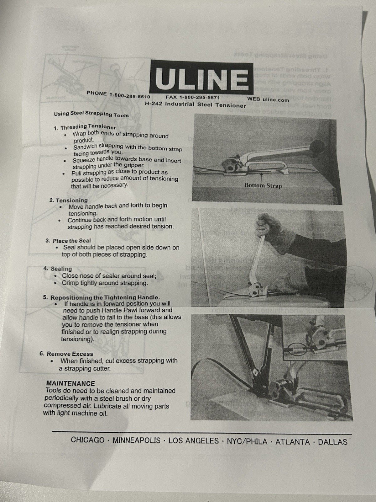 Uline Steel Strapping Tool Industrial Tensioner H-242 – NEW IN BOX