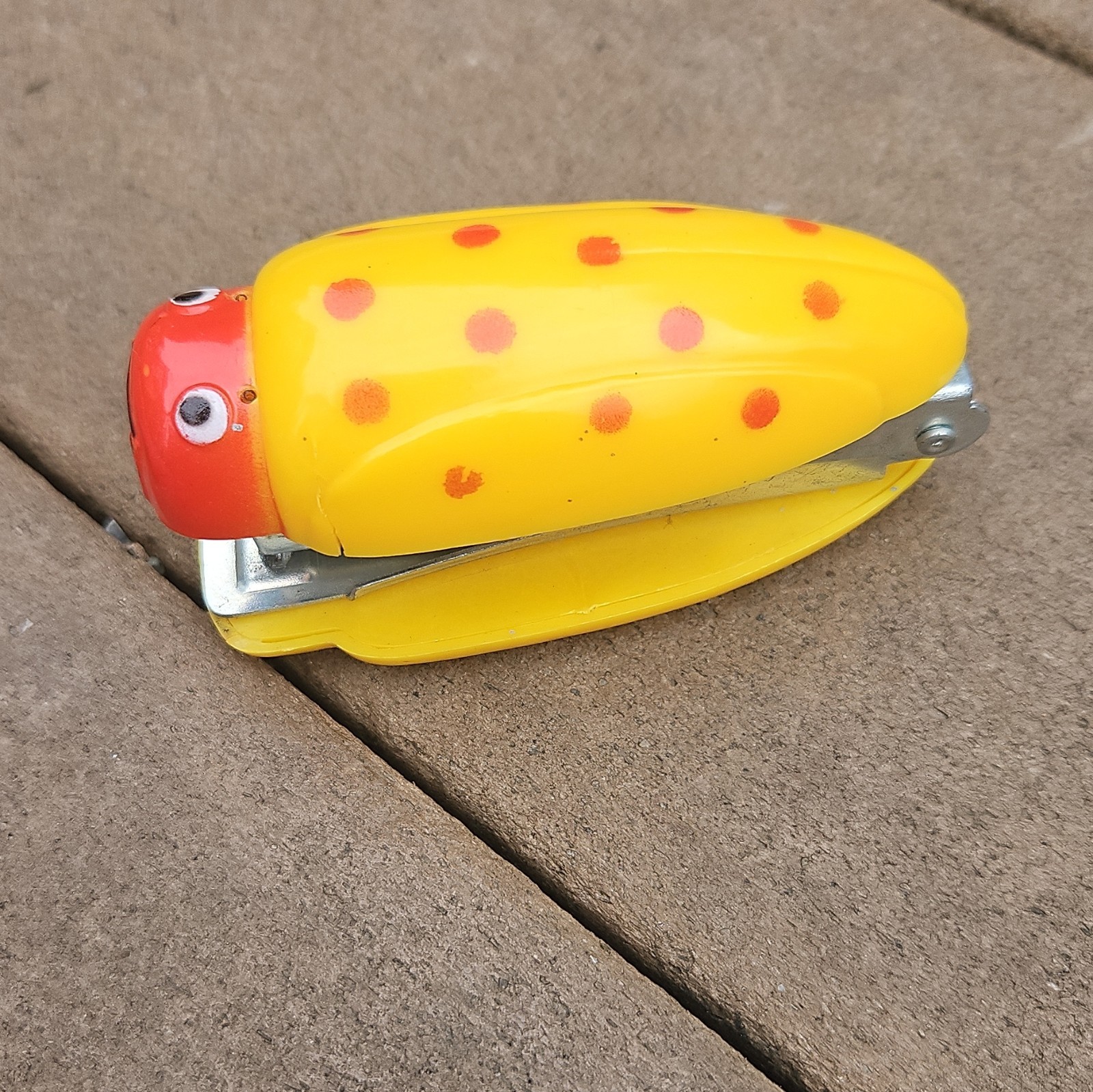 Novelty Ladybug Mini Desk Stapler Yellow/Red Polka Dot, Made in Hong Kong