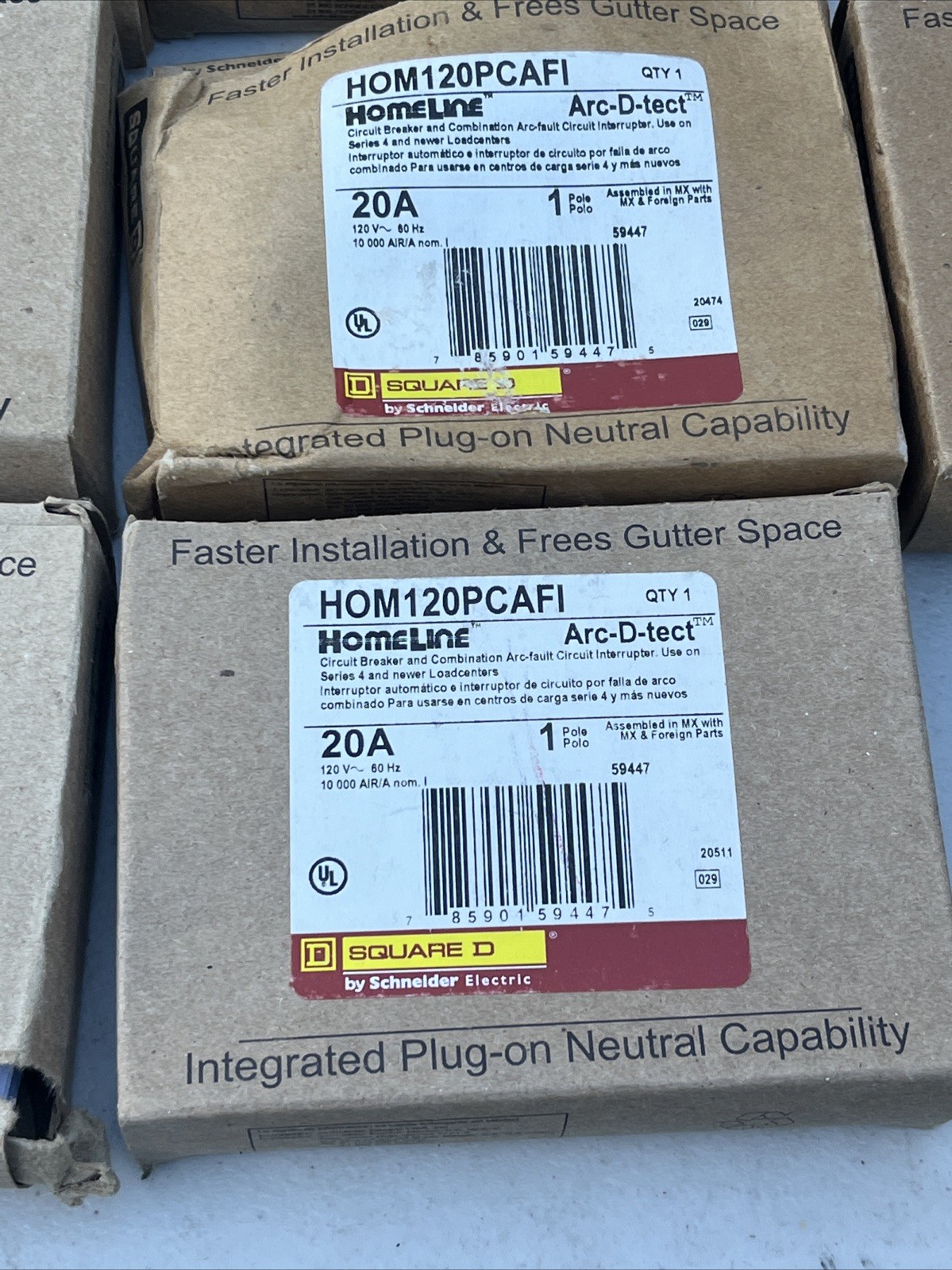 10 PCS HOM120CAFI HOM120CAFIC Homeline Square D Breaker 20 Amps 120 Volts 1 Pole