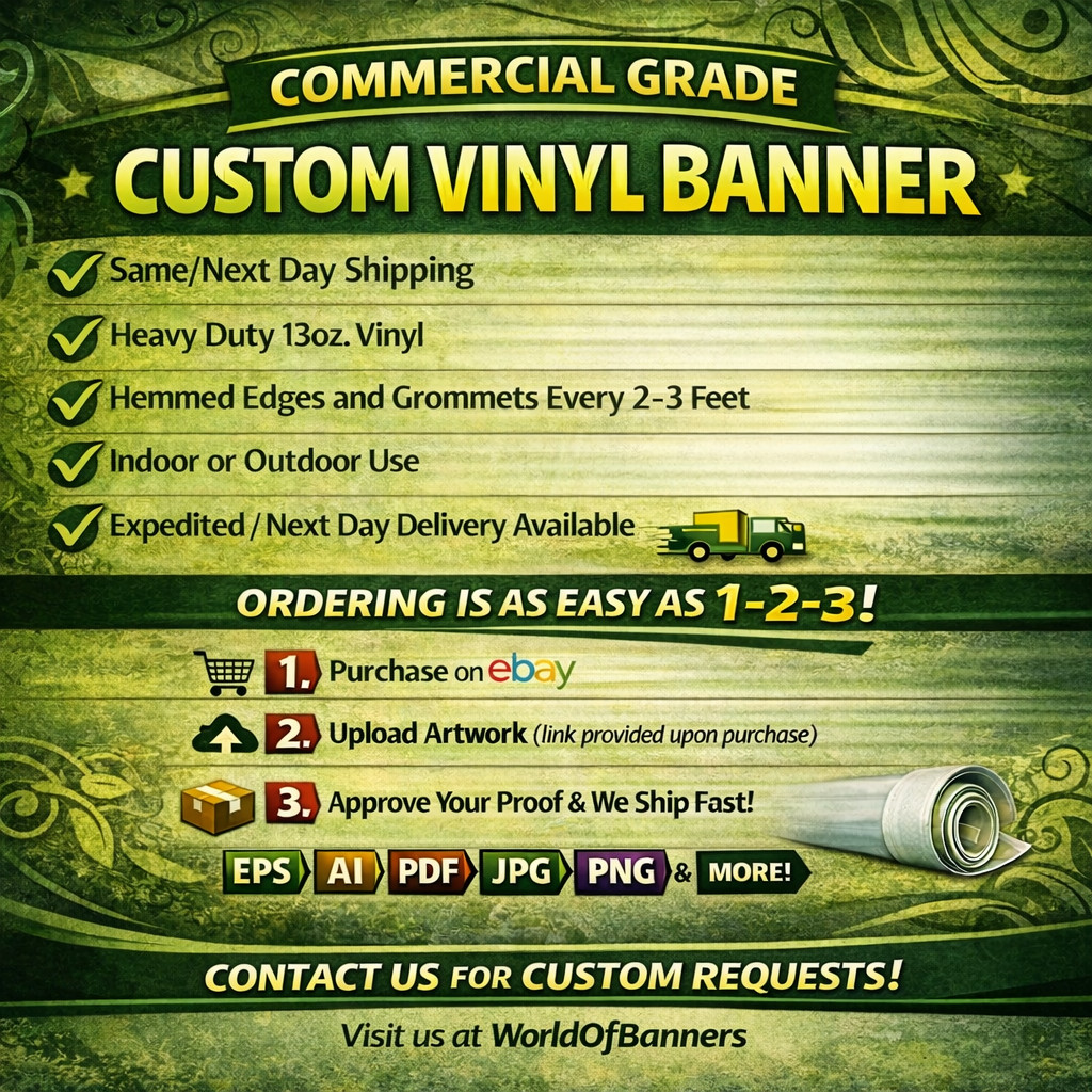 2′ x 5′ COMMERCIAL GRADE Full Color Custom Banner 13oz Vinyl – NDA S&H