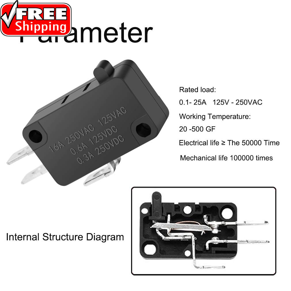 125V/250V 16A SPDT Snap Action Button Micro Limit Switch for Microwave Oven Door