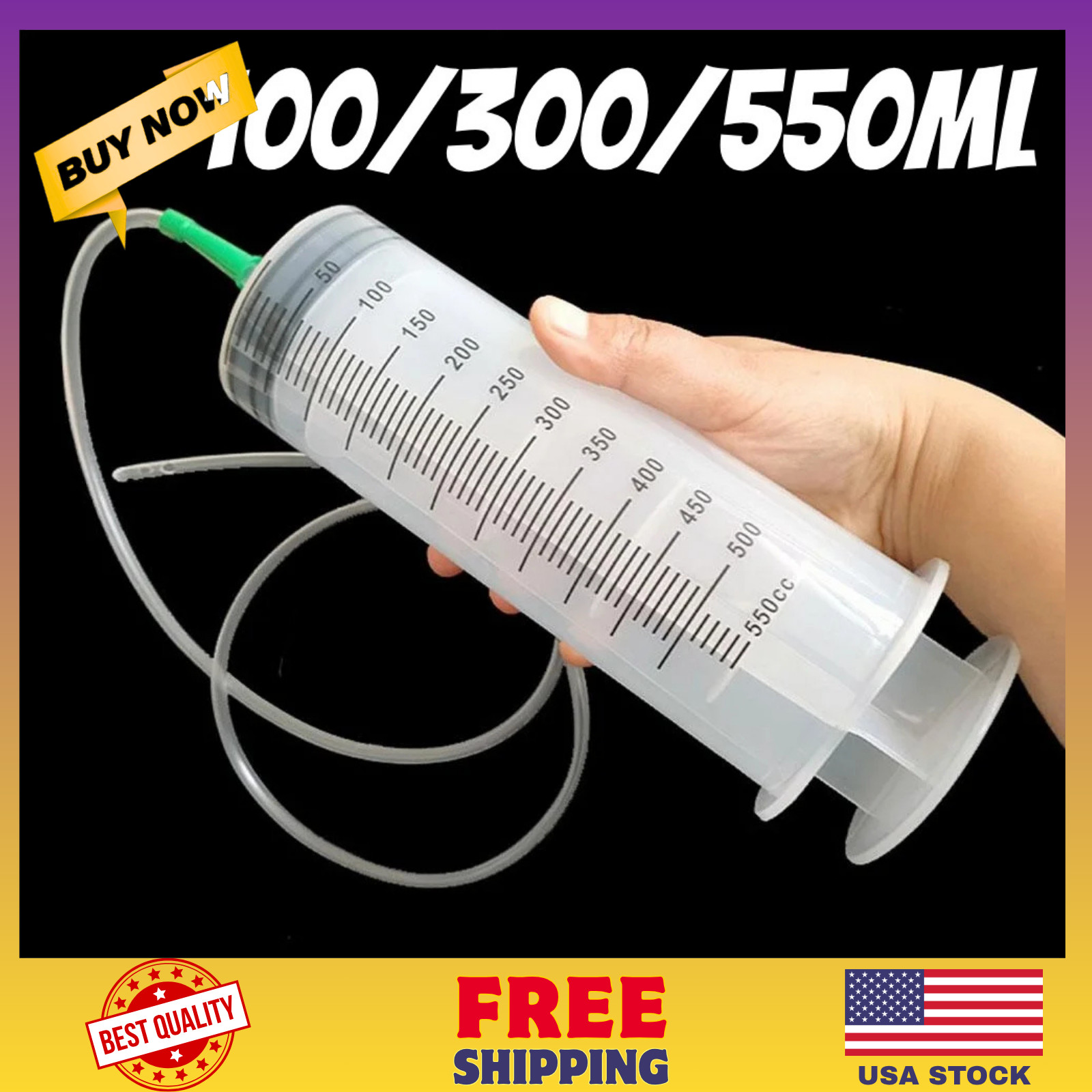 Large Capacity Syringe (100ml / 300ml Options) – Reusable Plastic Pump