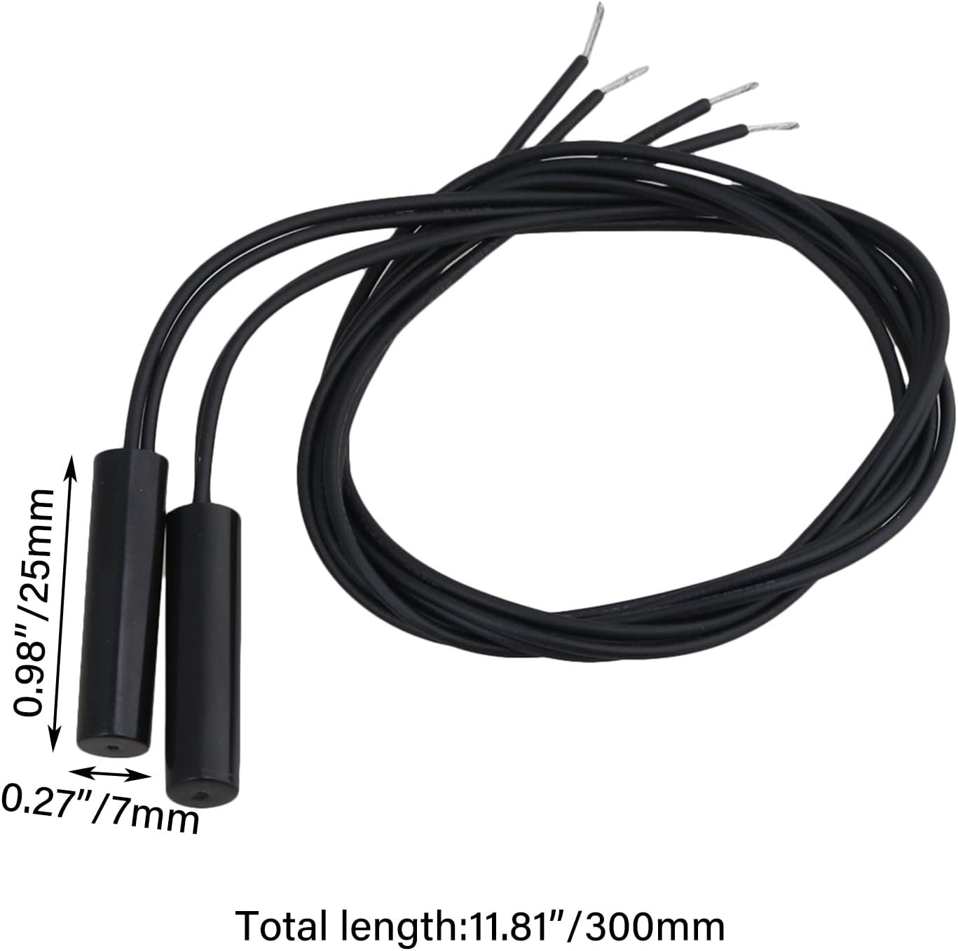 Magnetic Reed Proximity Sensor, Cylindrical Plastic Mounted, Pack 2