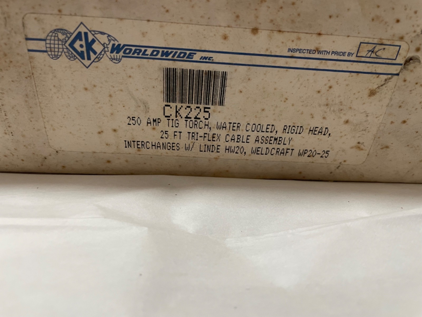 CK Worldwide 250 AMP Tig Torch NEW