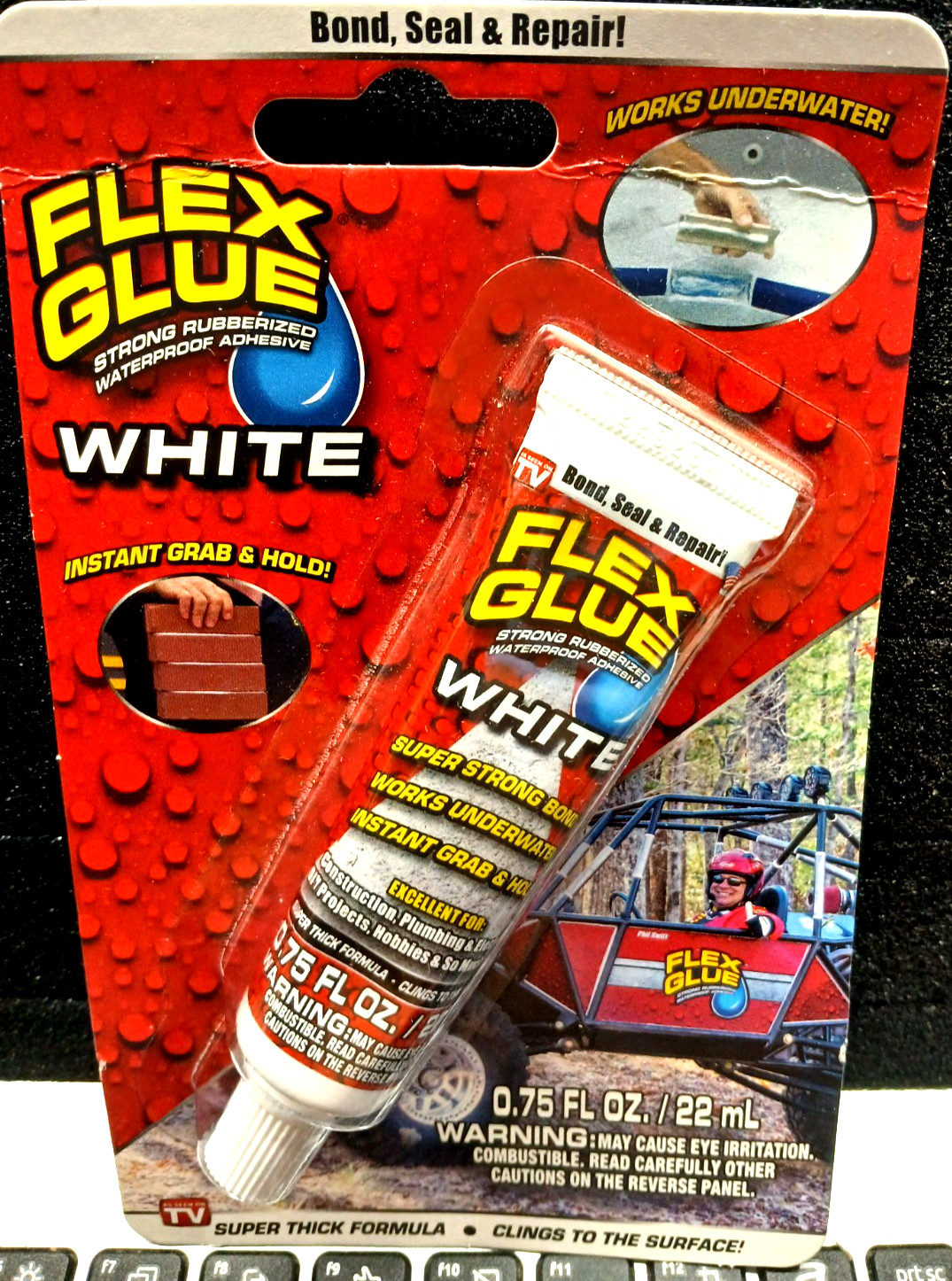 Flex Glue Strong Rubberized Waterproof Adhesive – White – .75 oz./NEW
