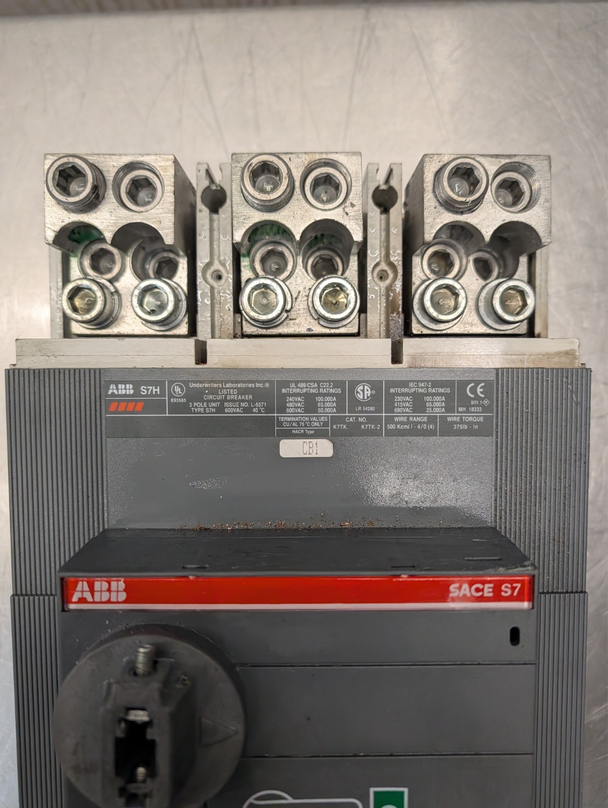 ABB S7H 1000A Circuit Breaker 3P 600V SACE PR211 3A 400v aux S7