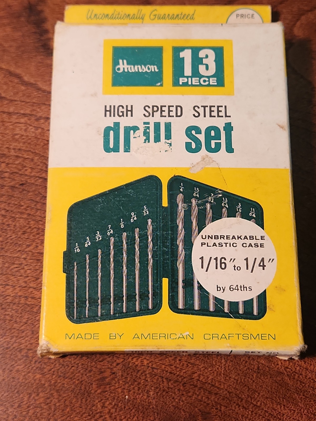 Hanson High Speed Steel Drill Set Full Jobbers Length S-113 Sizes 1/16″ to 1/4″