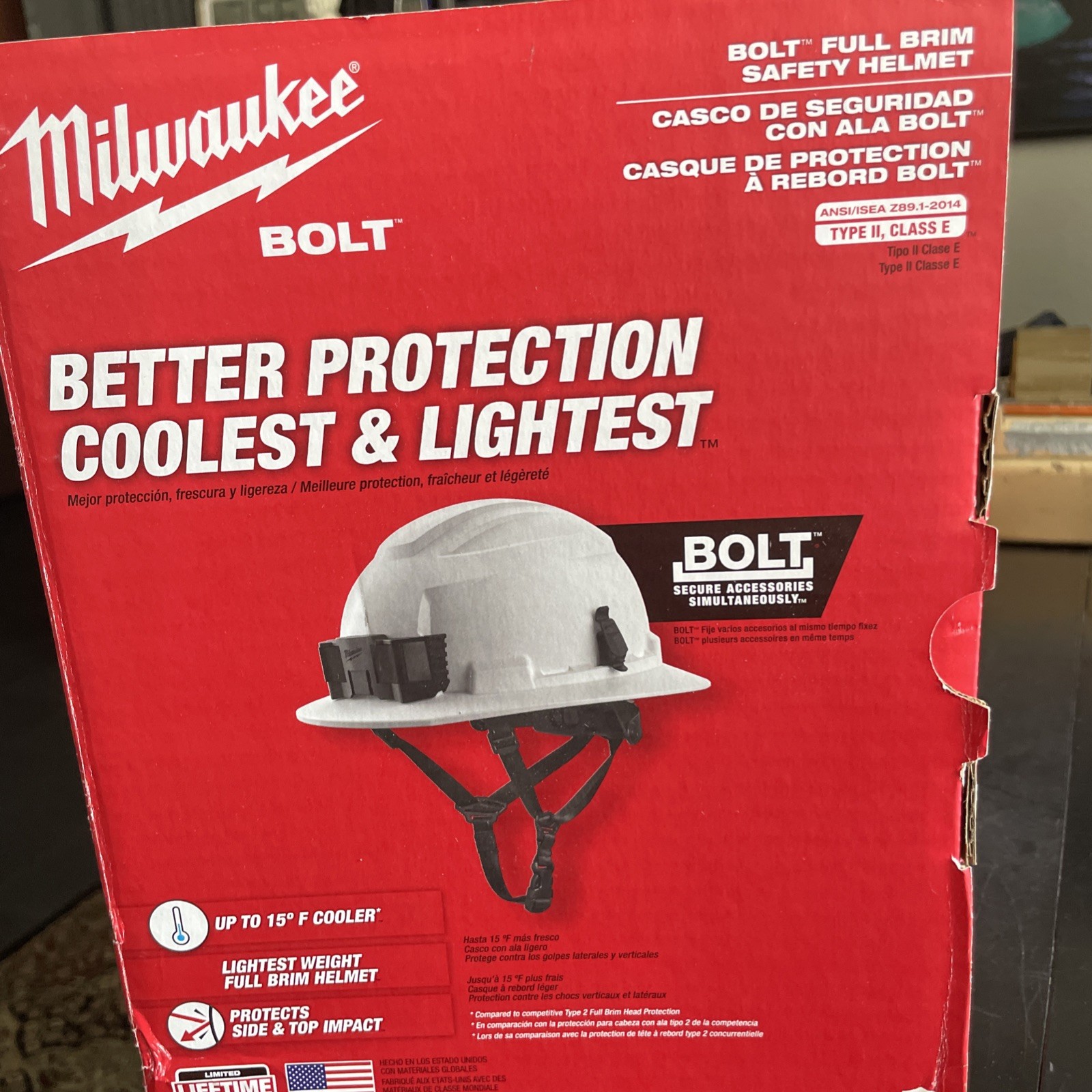 Milwaukee Bolt Full Brim Vented Safety Helmet Type 2 Class C Black