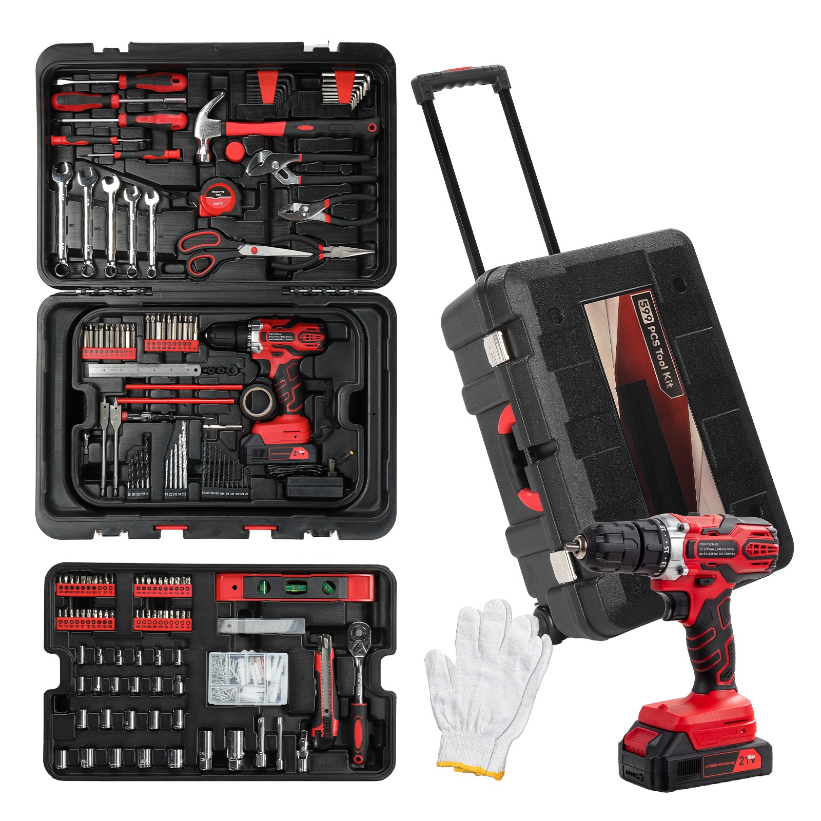599 PCS Tool Set Mechanics Tool Kit Wrenches Socket w/ Trolley Case Box Organize