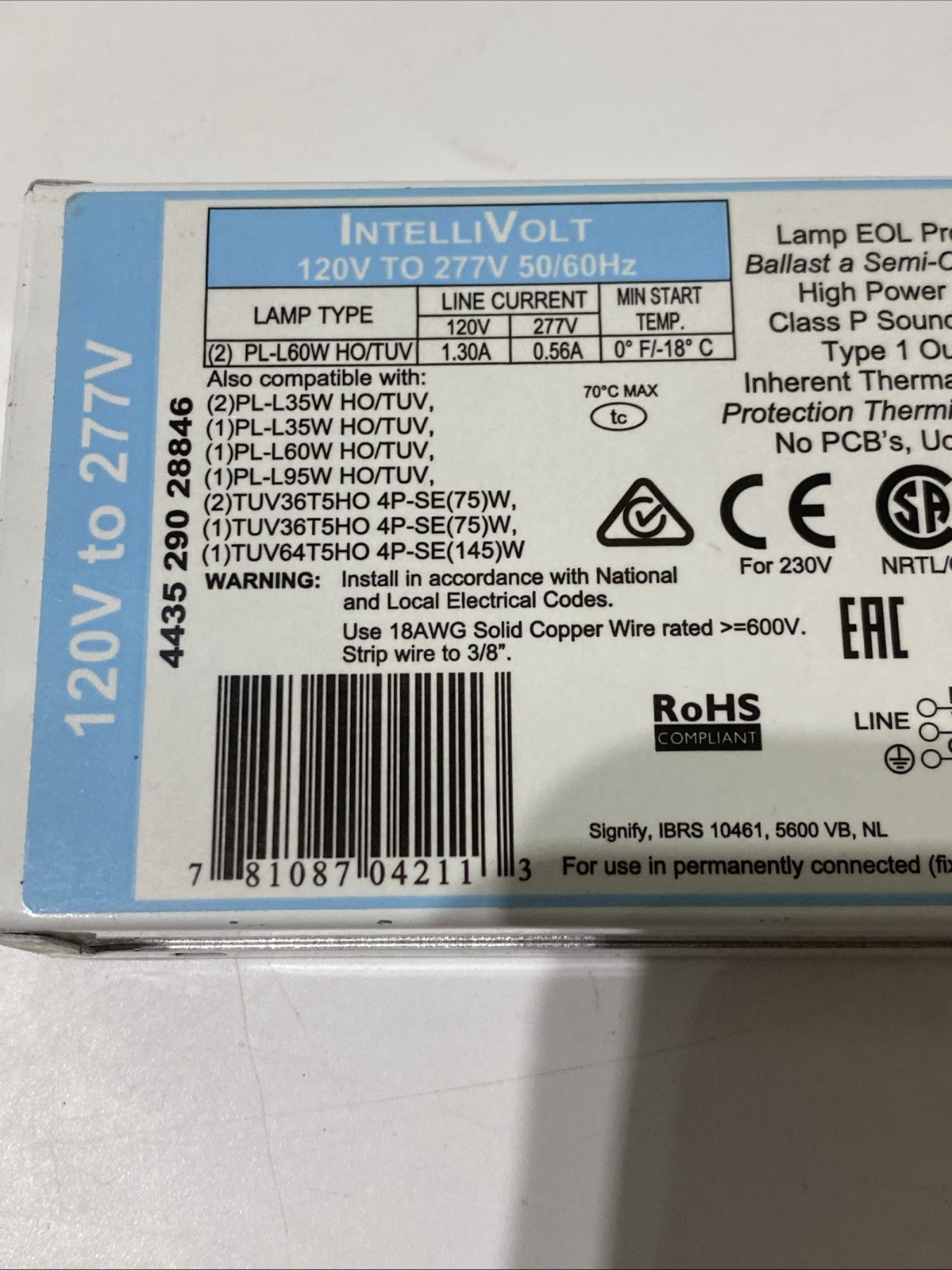 Advance IntelliVolt UV Germicidal Ballast (IUV-2S60-M4-LD)