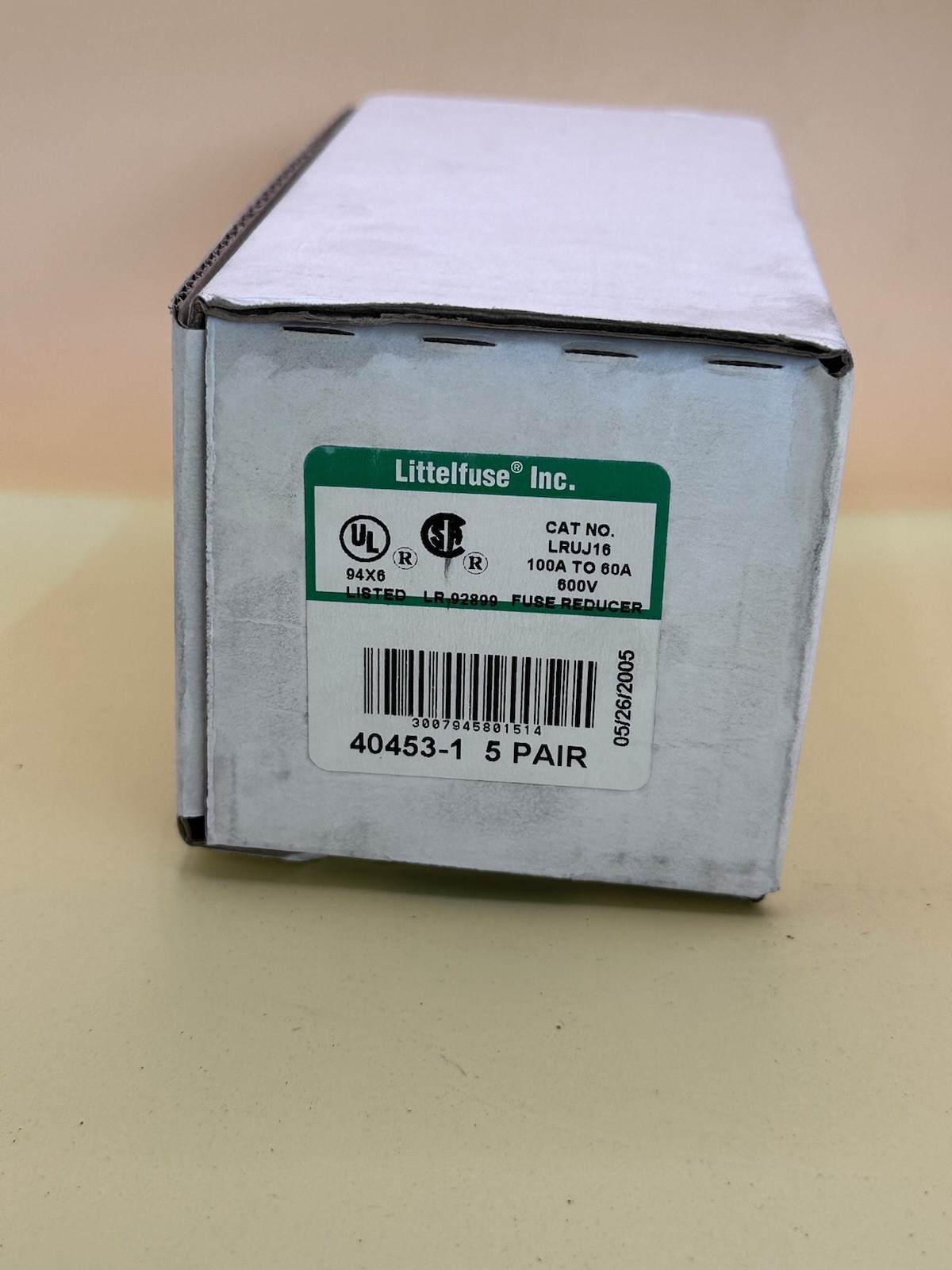 Box Of 5 Pair Littelfuse LRUJ16 Fuse Reducer 600v-ac
