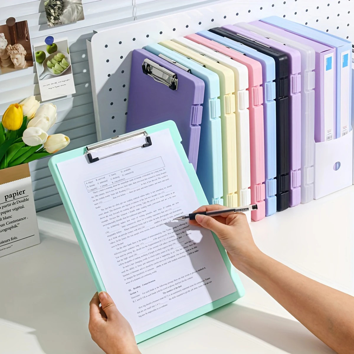 1Pc A4 Writing Board File Box, 2-In-1 A4 Document and Photo Multifunctional Stor