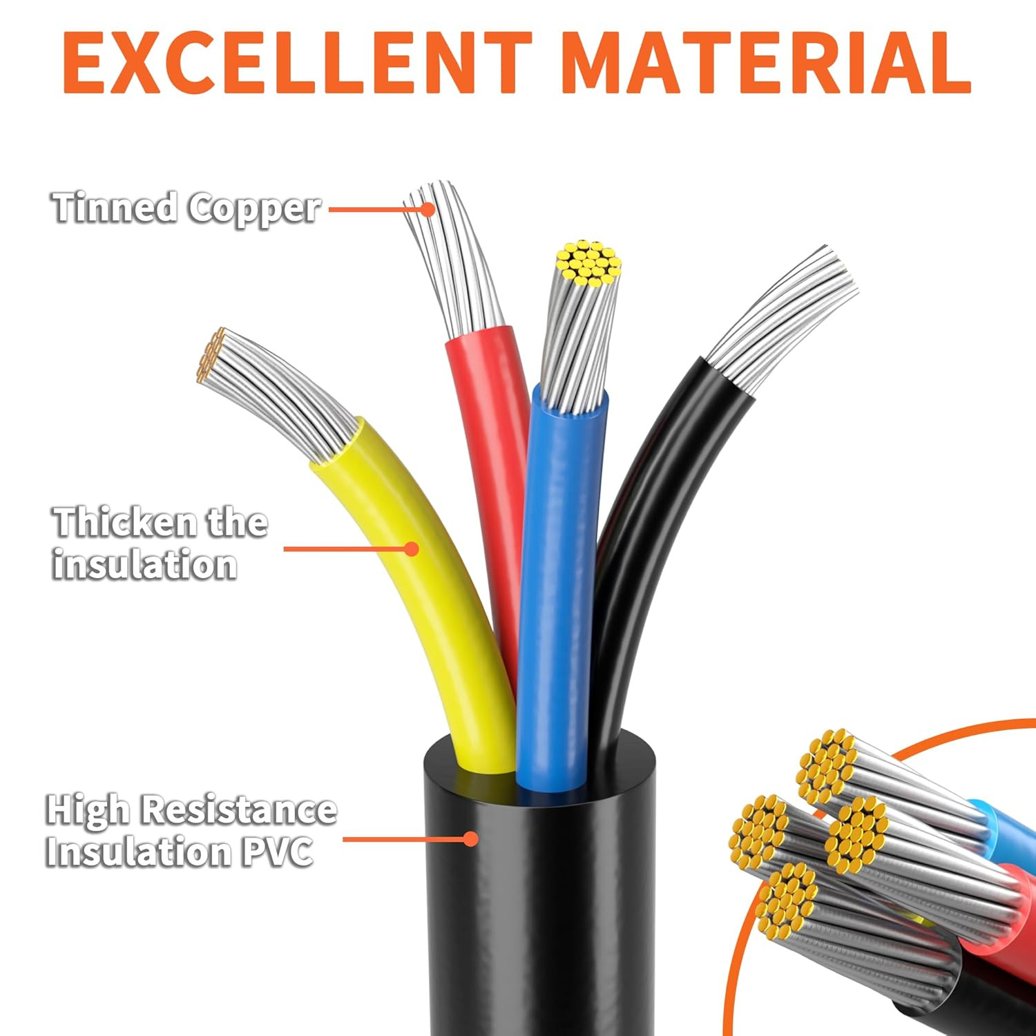 100FT 18 AWG 4 Conductor Wire Tinned Copper PVC Cable 18/4 12V
