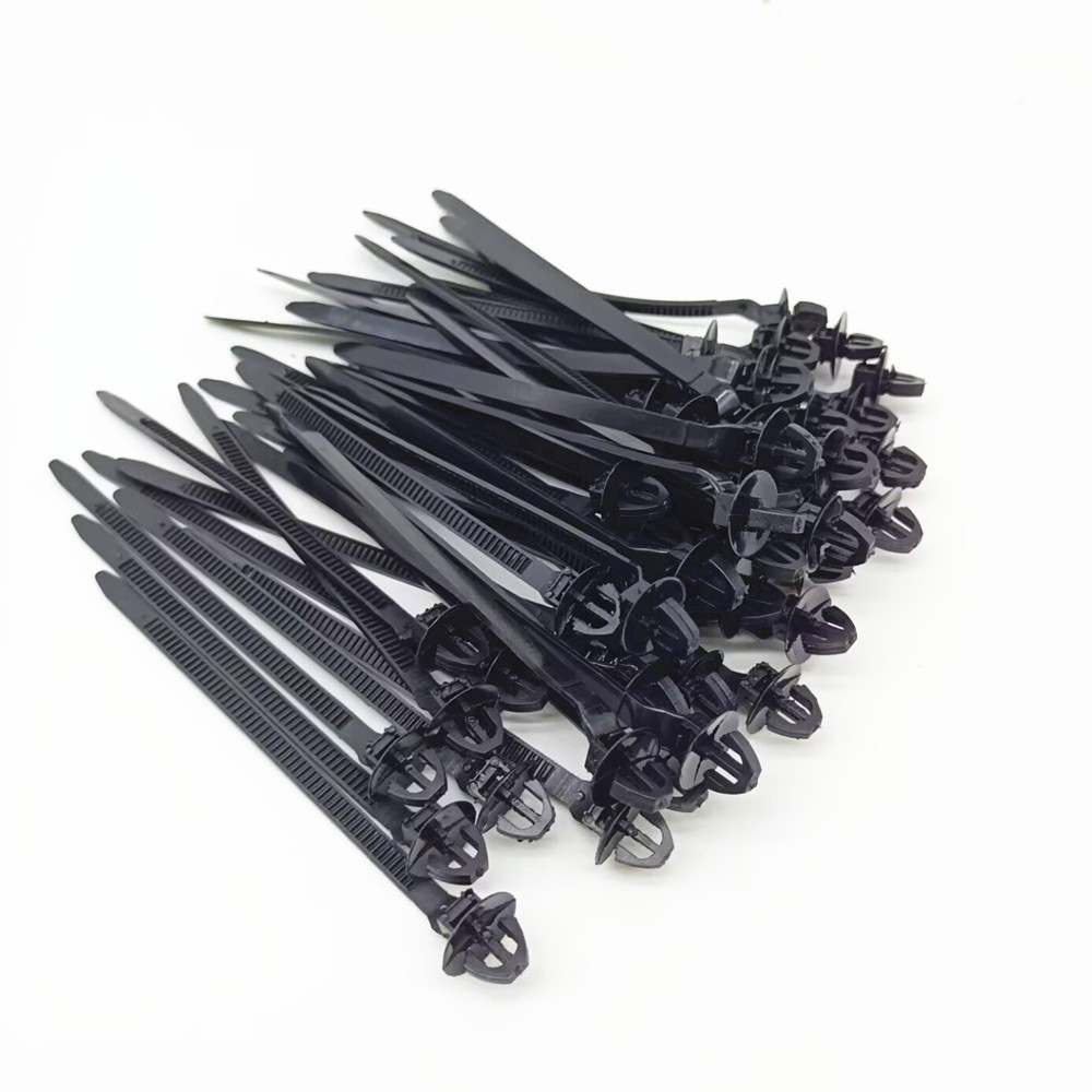 50PCS Nylon Cable Tie Fastener Clips Car Loom Hose Clamp Fastening Zip Strap Kit