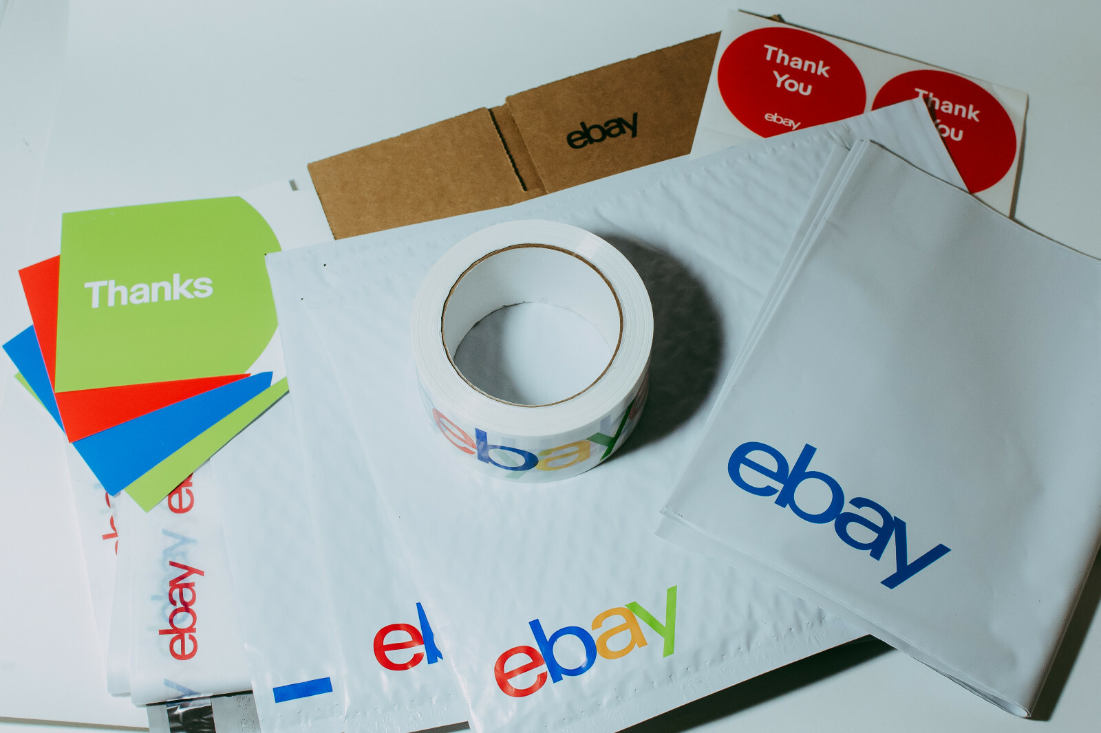 42 Ebay Branded Shipping Supplies STARTER KIT Box Envelopes Tape Tissue Postcard