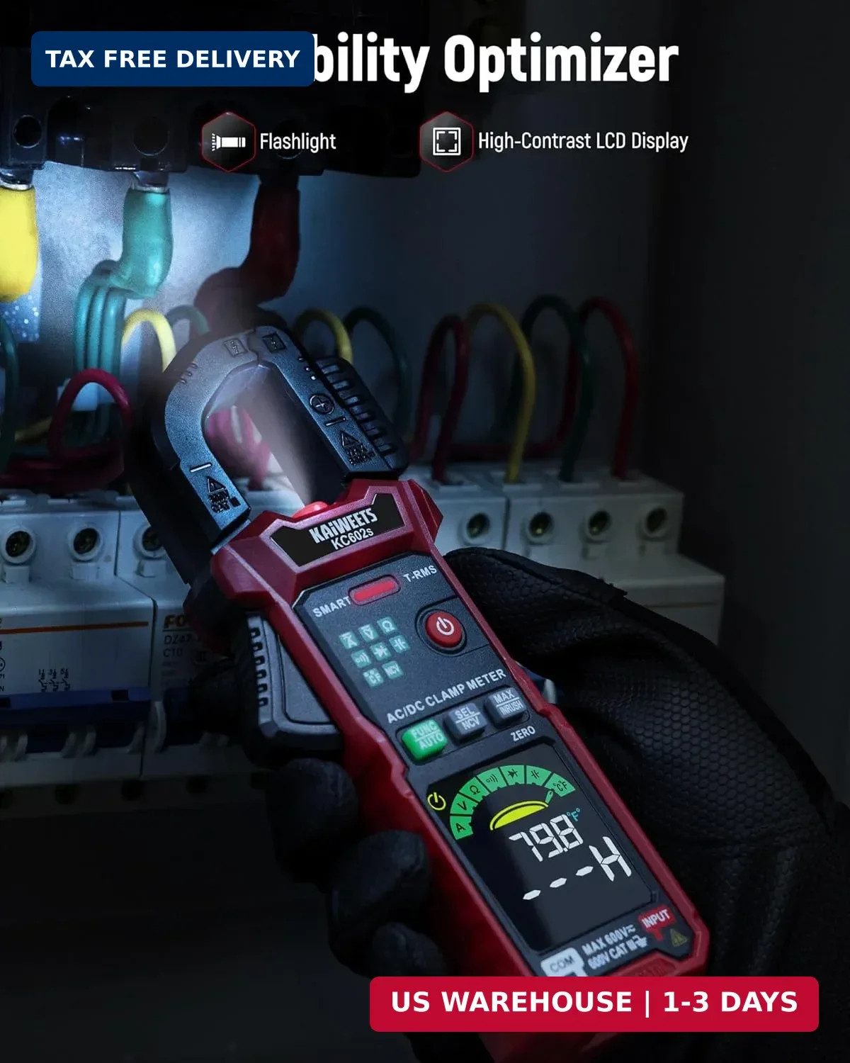 KAIWEETS Smart Digital Clamp Meter, 2026 Intelligent Auto Ranging Multimeter 600