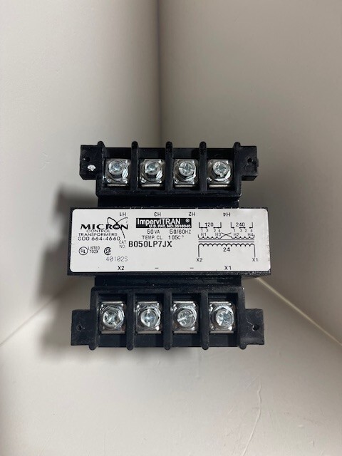 Micron B050LP7JX 50VA Pri. 120x240Vac x Sec. 24Vac Control Transformer