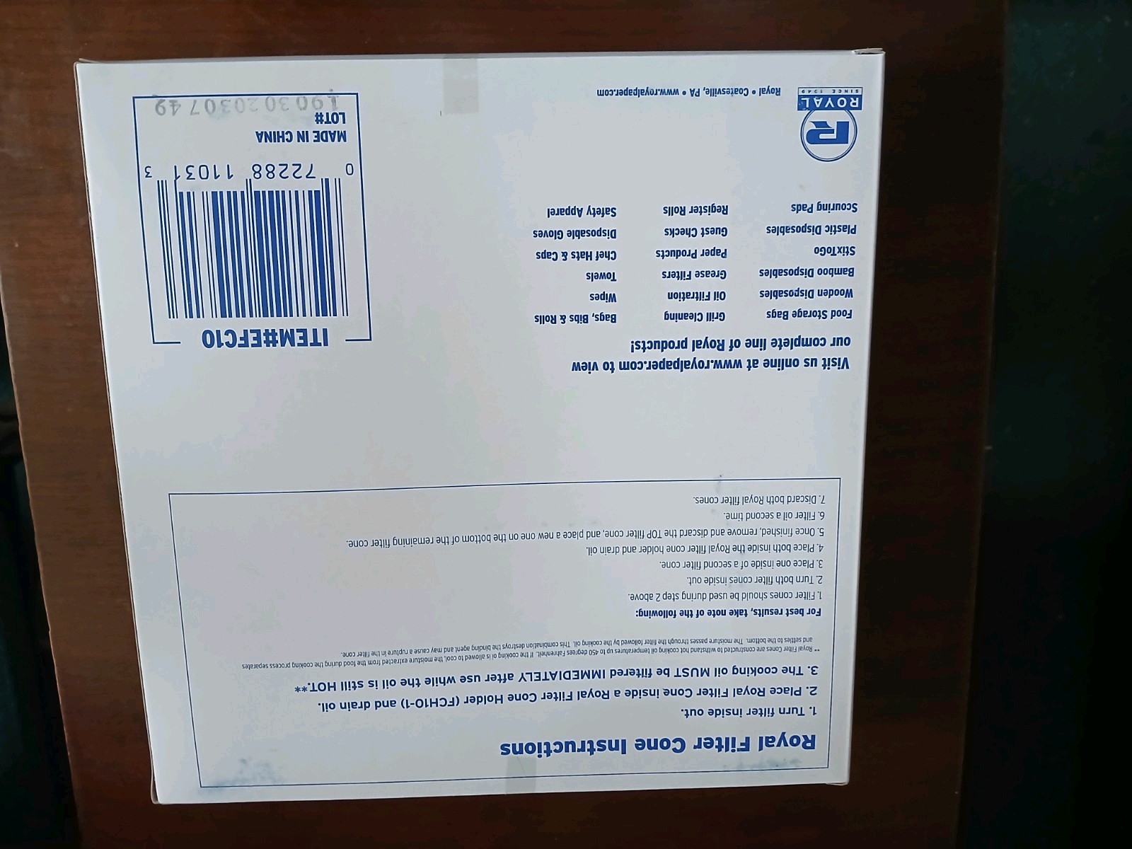 New 50 count sealed Royal EFC10 NON WOVEN FILTER CONES Restaurant/home