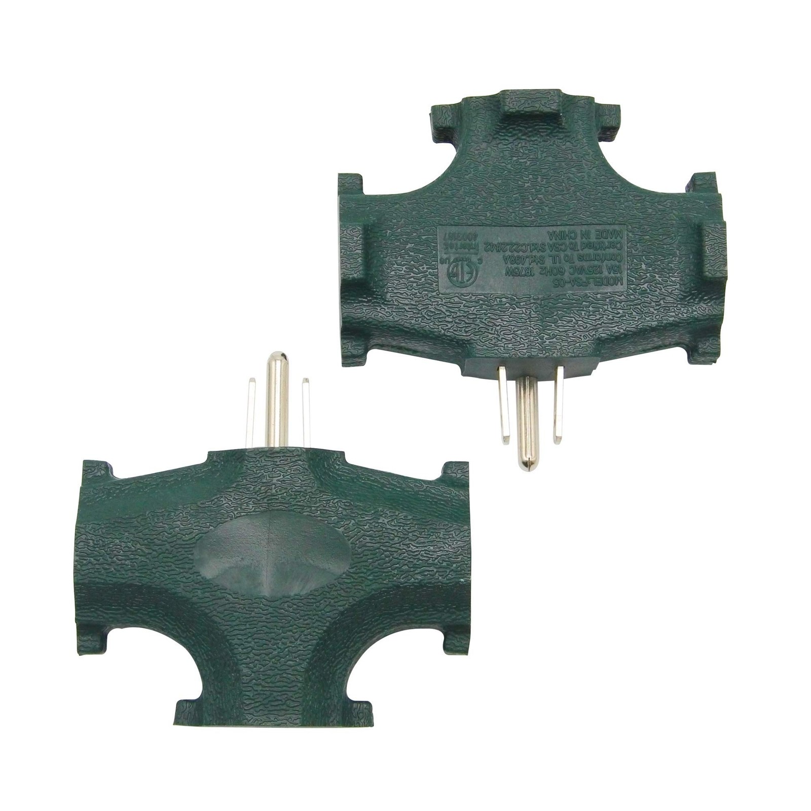 ETL Listed 3 Outlet Grounding Adapter, BTU Three Plug Adapter Green2