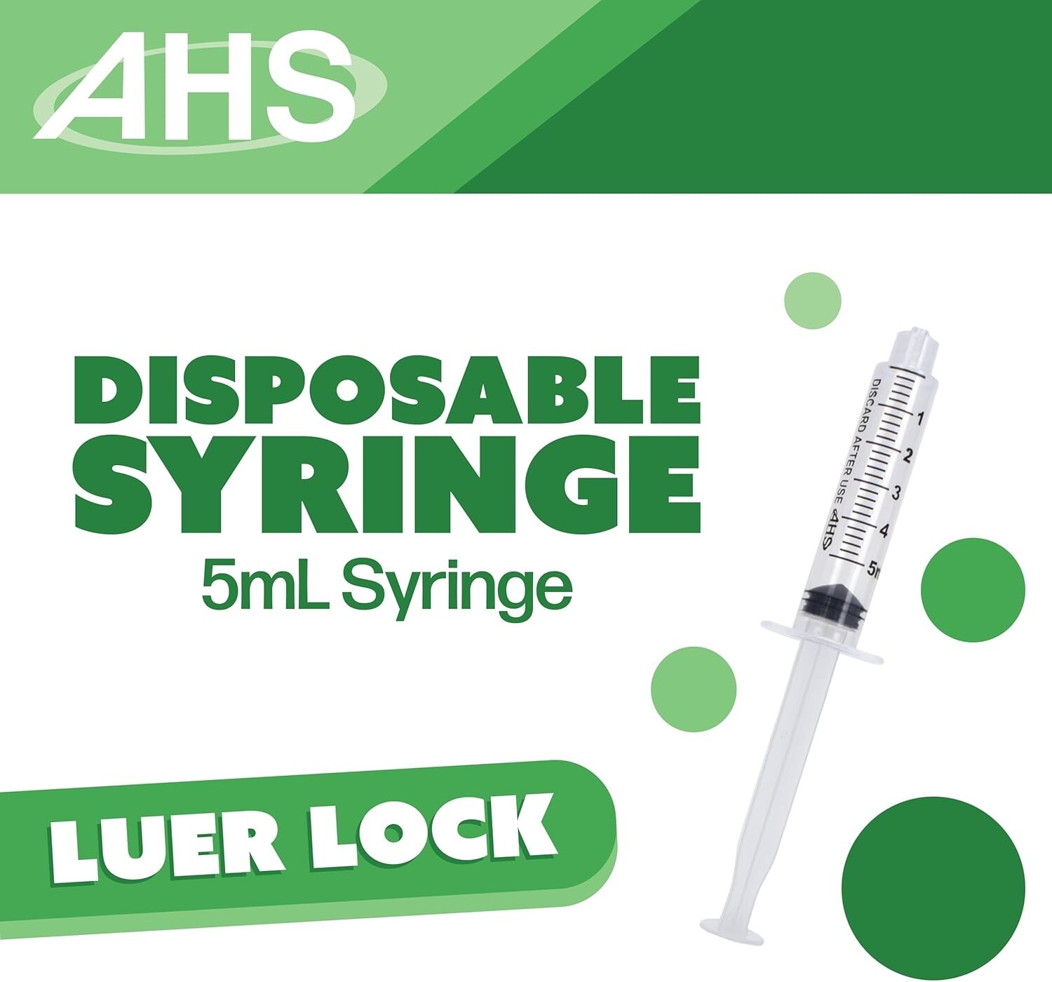 AHS Syringes, 5mL Luer Lock, 100/Box