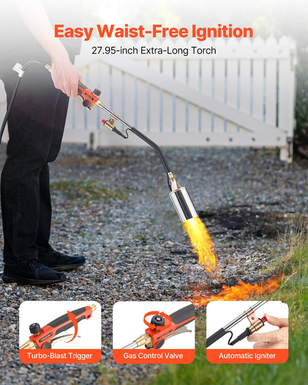 VEVOR Propane Weed Torch Burner Ice Snow Melter 1800000 BTU 10 ft Hose Portable
