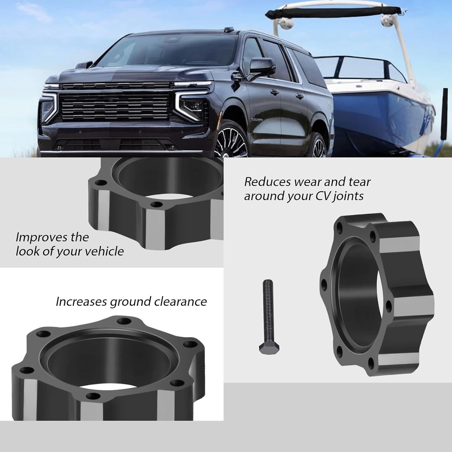 CV Spacers with Hardware Compatible with 99-16 Chevrolet GMC 1500 Pickups,00-16